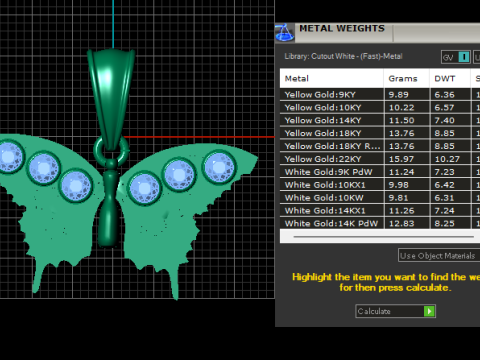 Emerald Butterfly Pendant 3D 模型