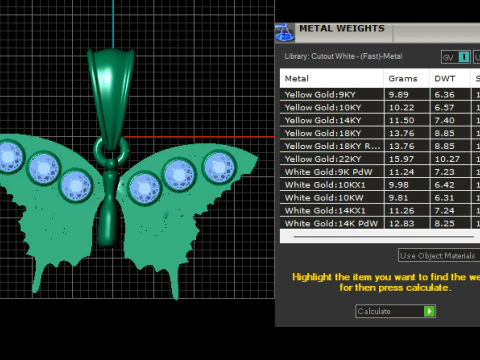 Pingente Borboleta Esmeralda Modelo 3D