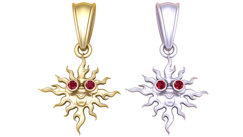 Gold sun pendant 3D 模型 .c4d .max .obj .3ds .fbx .stl .blend