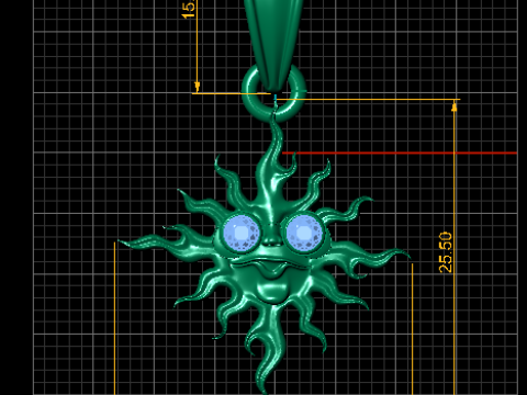 Gold sun pendant 3D 模型