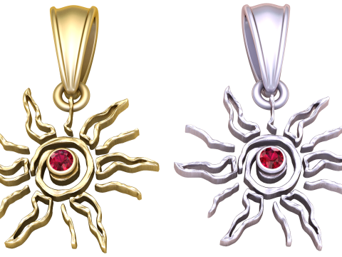 Golden Sunburst Pendant 3D Модель
