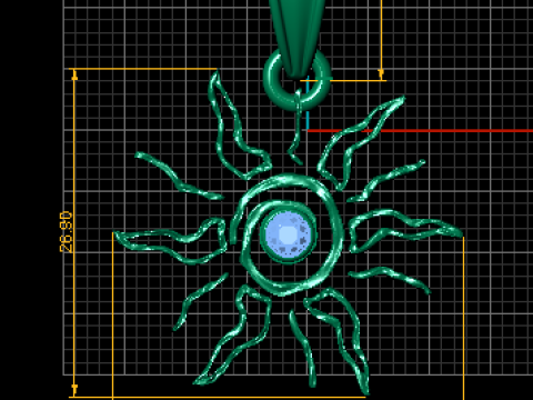 Golden Sunburst Pendant 3D Модель
