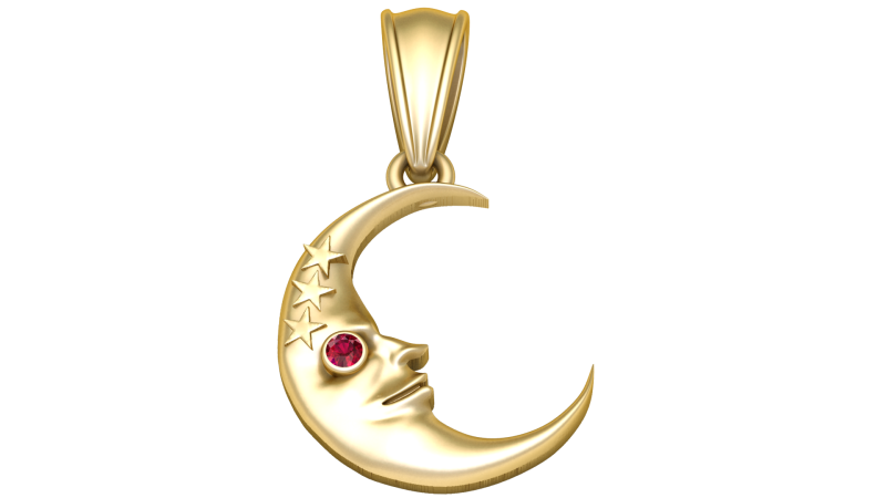 Gold crescent moon pendant 3D मॉडल .c4d .max .obj .3ds .fbx .stl .blend 