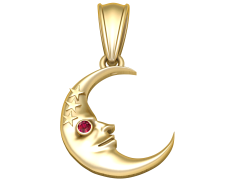 Gold crescent moon pendant 3D 模型