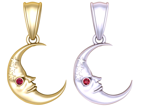 Gold crescent moon pendant 3D मॉडल