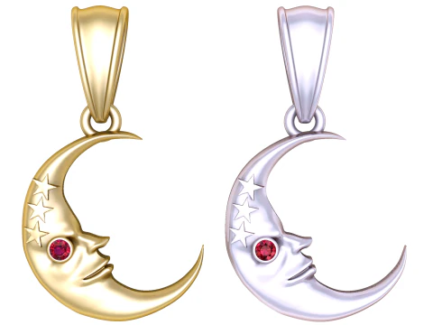 Gold crescent moon pendant 3D Model