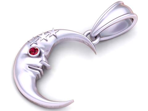Gold crescent moon pendant 3D मॉडल