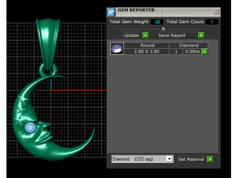 Gold crescent moon pendant 3D Model