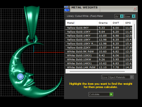 Gold crescent moon pendant 3D मॉडल