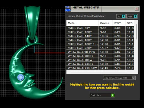 Gold crescent moon pendant 3D Model