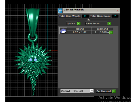Golden Sun Face Pendant with Gemstone Eyes 3D 모델