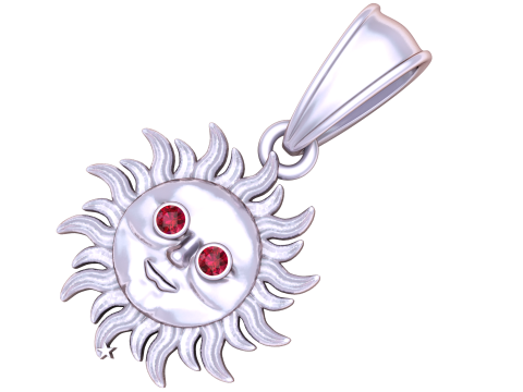 Golden Smiling Sun Pendant 3D Model