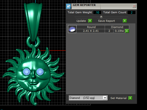 Golden Smiling Sun Pendant 3D Model
