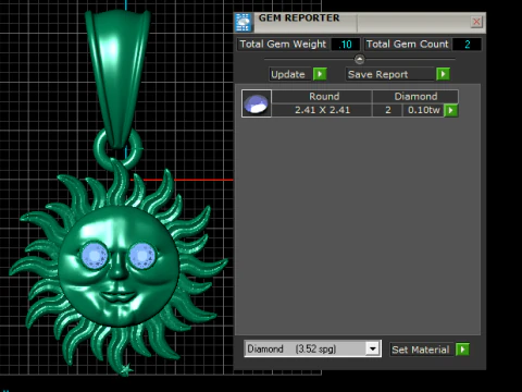 Golden Smiling Sun Pendant 3D Model