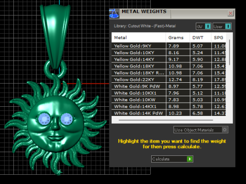 Golden Smiling Sun Pendant 3D Model