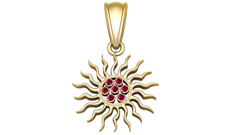 金色旭日吊坠 3D 模型 .c4d .max .obj .3ds .fbx .stl .blend 