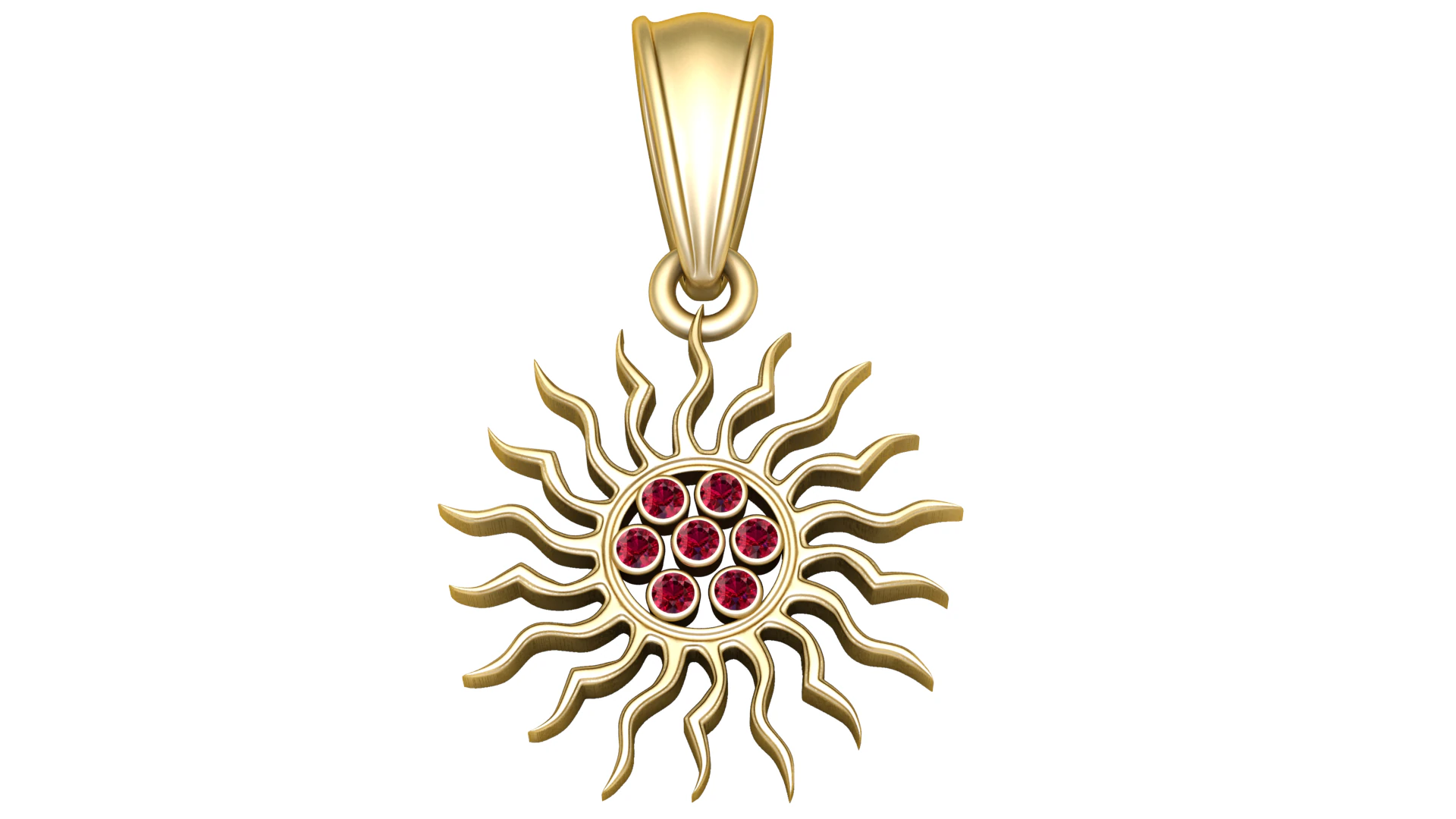 Gold sunburst pendant 3D Model .c4d .max .obj .3ds .fbx .stl .blend