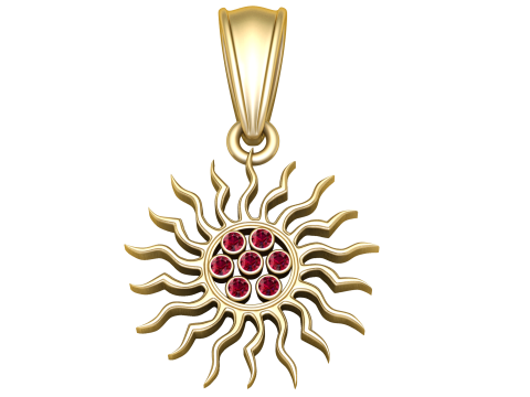 Gold sunburst pendant 3D Model