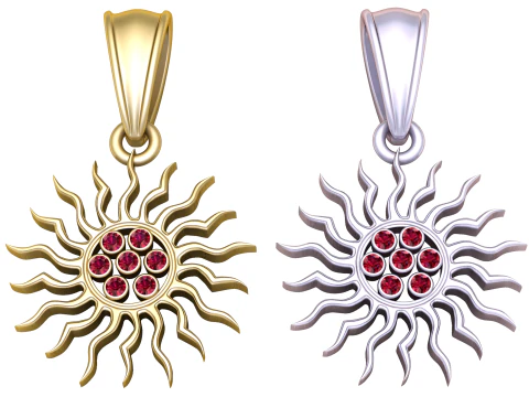 Gold sunburst pendant 3D Model