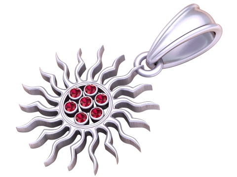 Gold sunburst pendant 3D Model