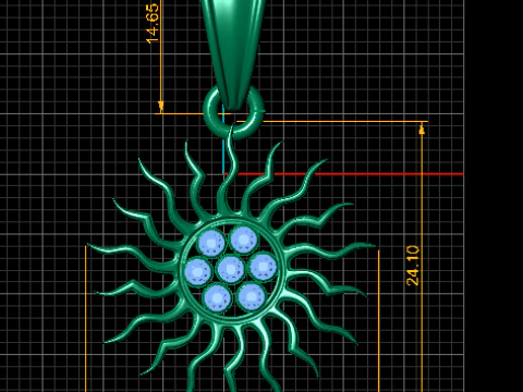 Gold sunburst pendant 3D Model