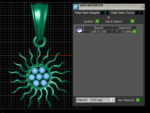 Gold sunburst pendant 3D Model