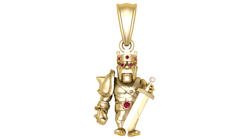 Golden Warrior King Pendant 3D Model .c4d .max .obj .3ds .fbx .stl .blend