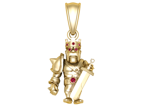 Golden Warrior King Pendant 3D Model