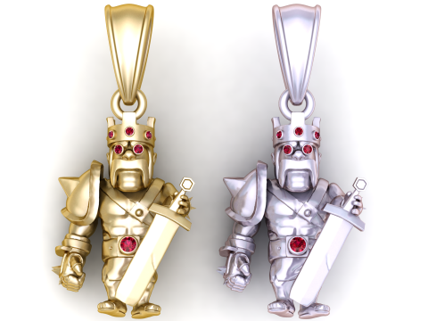 Golden Warrior King Pendant 3D Model