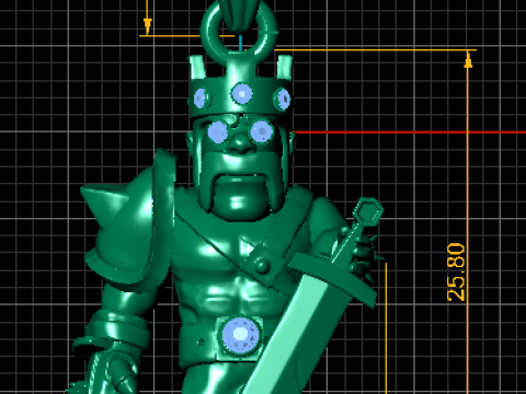 Golden Warrior King Pendant 3D Model