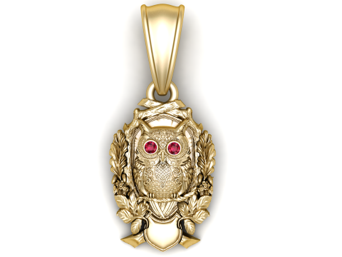 Golden Owl Pendant 3D Model
