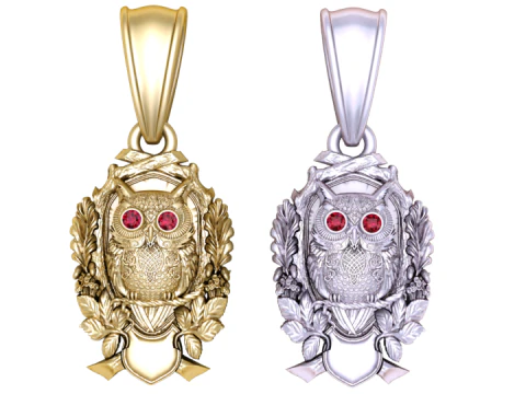 Golden Owl Pendant 3D Model