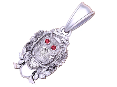 Golden Owl Pendant 3D Model