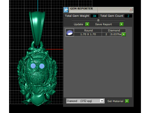 Golden Owl Pendant 3D Model
