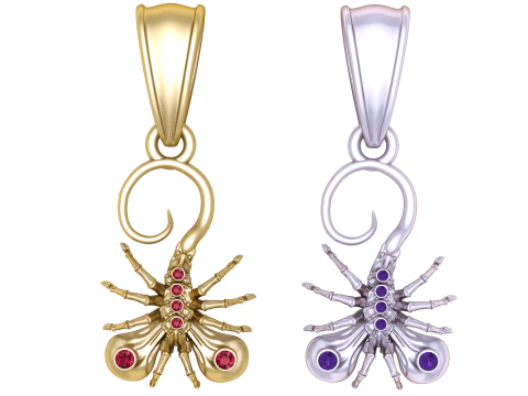 Gold scorpion pendant 3D Model
