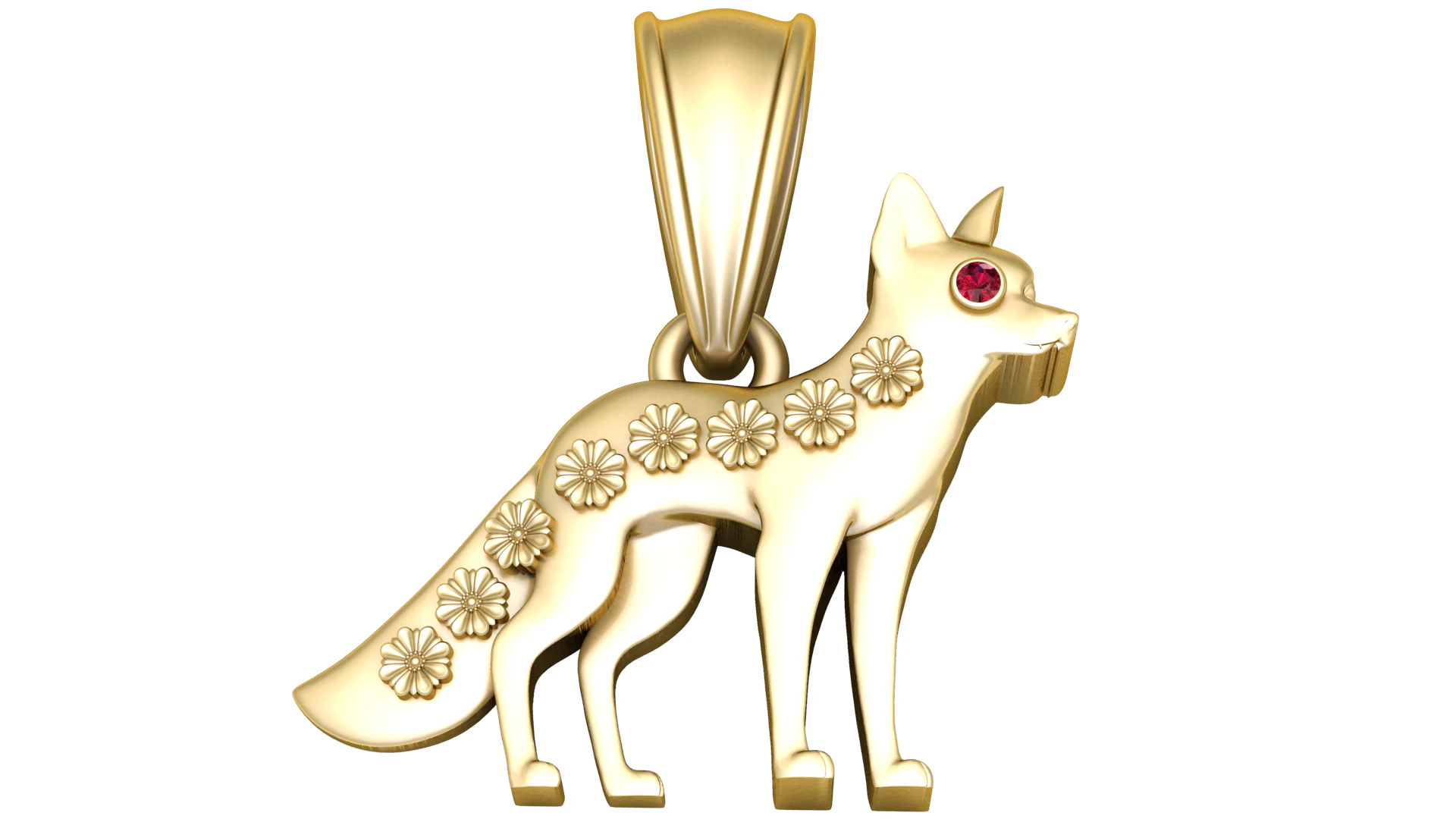 Gold fox pendant 3D Model .c4d .max .obj .3ds .fbx .stl .blend 