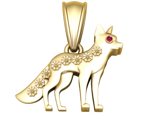 Кулон из золотой лисы 3D Модель