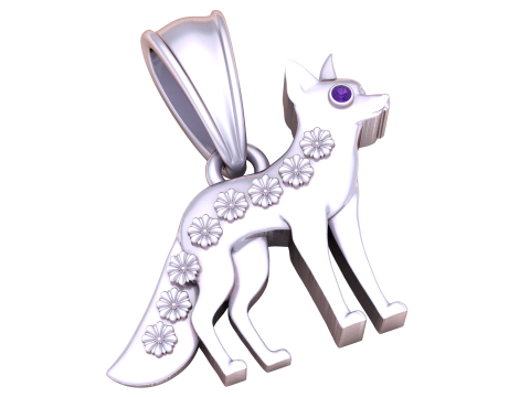 Gold fox pendant Model 3D