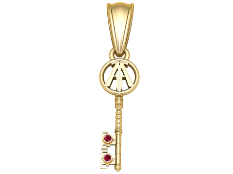 Golden Initial Key Pendant 3D Model