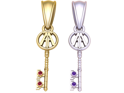 Golden Initial Key Pendant 3D मॉडल
