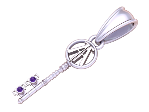 Golden Initial Key Pendant 3D मॉडल