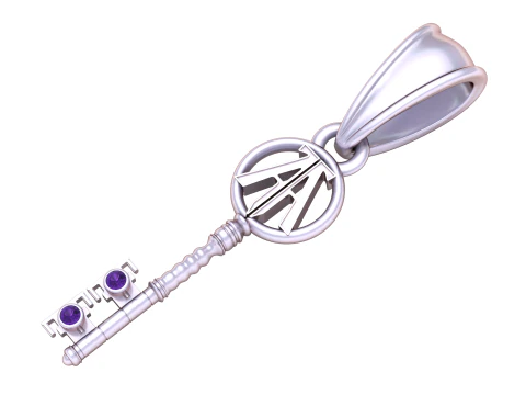 Golden Initial Key Pendant 3D Model