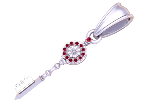 Golden Floral Key Pendant 3D Модель