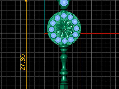 Golden Floral Key Pendant 3D Модель