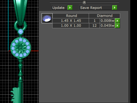 Golden Floral Key Pendant 3D Модель