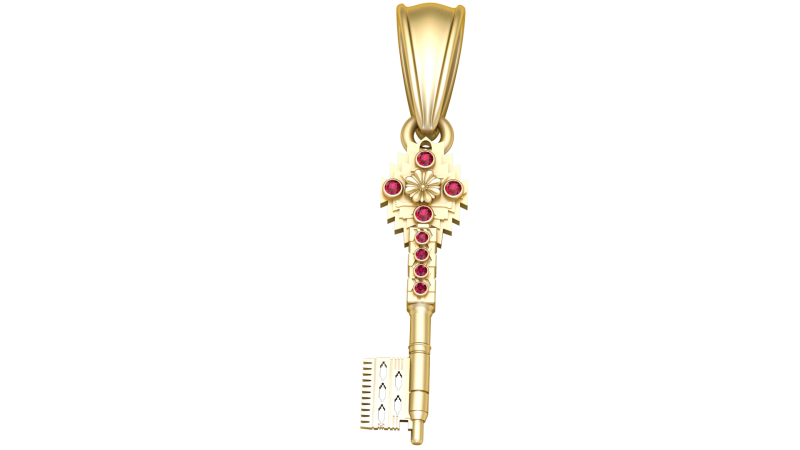 Ornamental Golden Key 3D Model .c4d .max .obj .3ds .fbx .stl .blend 