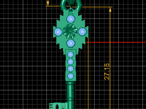 Ornamental Golden Key 3D Model
