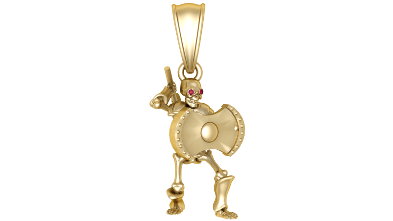 Golden skeleton warrior pendant 3Dモデル .c4d .max .obj .3ds .fbx .stl .blend 