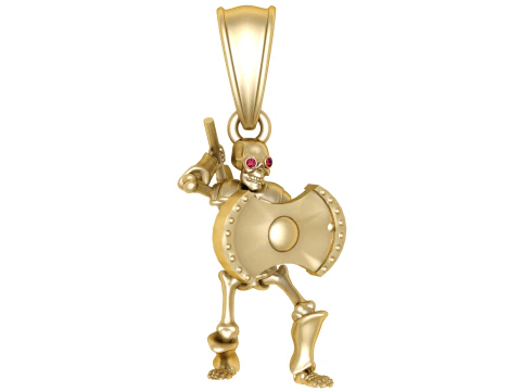 Goldener Skelett-Krieger-Anhänger 3D Modell