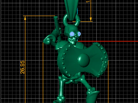 Golden skeleton warrior pendant 3D Model